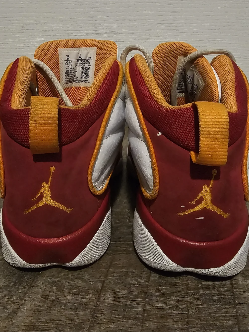 Jordan Pro Strong Cardinal Red White Orange Sneakers GS Size 3Y